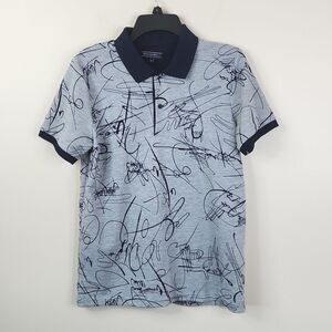 Felix Hardy Scribble AOP Short Sleeve Polo Shirt Small